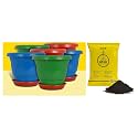 Kraft Seeds Deluxe Plastic Planter with Trays for Home Gardens and Terrace (6 Pcs, 12 Inch, Multicolor) 20KG Vermicompost Food for The Soil