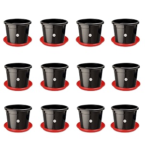 kraft seeds gamla pots with bottom plate 12 pcs 6 inch black  gamla with drainage holes  planters for home plants  flower pots with drain holes and trays  plastic planting pots for home garden