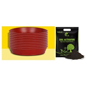 kraft seeds planter gamla bottom trays 10 pcs 6  8 inch red bioroutes pure organic manure - 1 bag 5kg