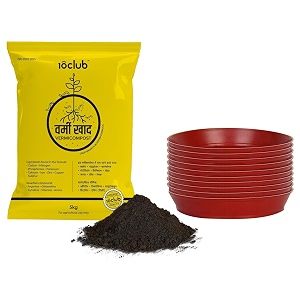kraft seeds planter gamla bottom trays 10 pcs 6  8 inch red vermicompost 5 kg  organic manure for plants