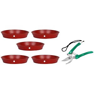 kraft seeds planters bottom trays 5 pcs 6  8 inch red assorted hand pruner cutter - 1 pc steel blades