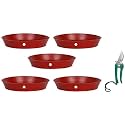 Kraft Seeds Planters Bottom Trays (5 Pcs, 6 * 8 Inch, Red) Assorted Hand Pruner Cutter - 1 Pc (Steel Blades)