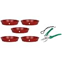 Kraft Seeds Planters Bottom Trays (5 Pcs, 6 * 8 Inch, Red) Assorted Hand Pruner Cutter - 1 Pc (Steel Blades)