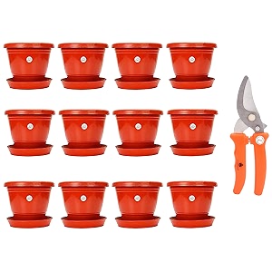 kraft seeds plastic pot with bottom plate red 8 inch pack of 12 amp pruning shear cutter for all purpose garden use with smart lock 95cm 9cm