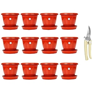 kraft seeds plastic pot with bottom plate red 8 inch pack of 12 amp garden shears pruners scissor assorted
