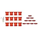 Kraft Seeds Plastic Pot with Bottom Plate, Red, 8 inch, Pack of 12 &amp; Pruning Shear Cutter (9.5cm, 9cm) &amp; Planter Gamla Bottom Plate/Tray 6 Inches Diameter for Planters - Red, 10 Pieces,Plastic