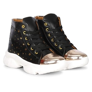 krafter comfortable lightweight flat high ankle heel casual sneaker boots for women39s and girls