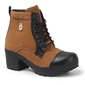 KRAFTER Women's Buckle Boots – Stylish Faux Leather High Ankle Boots for Winter &amp; Casual Wear – Comfortable &amp; Durable