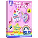KRAFUN Unicorn Cross Stitch Kit for Kids Age 5+ | 4 Keyrings