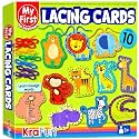 KRAFUN Safari Animal Lacing Cards Age 3+ | 10 Projects (Lion, Zebra)