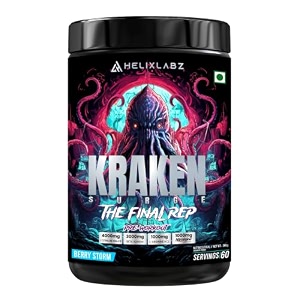 kraken pre-workout  60 servings berry storm  advanced pre-workout formula with 1000mg us patented nitrosigine  4000mg l-citrulline malate  3000mg beta-alanine  1000mg l-arginine hcl  peak performance amp endurance
