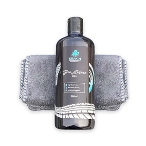 krakin tyre shine gel 200ml amp microfiber combo  gives tyre wet amp glossy look  tyre polish for zero dust attraction amp streak-free black finish
