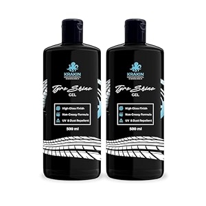 krakin tyre shine gel for car amp bike 500ml - pack of 2  gives tyre wet amp glossy look  tyre polish for zero dust attraction amp streak-free black finish
