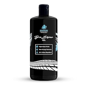 krakin tyre shine gel for car amp bike 200ml  gives tyre wet amp glossy look  tyre polish for zero dust attraction amp streak-free black finish