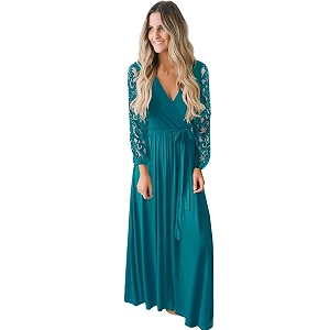 Kranda Womens Vintage Floral Lace Long Sleeve