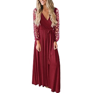 Kranda Womens Vintage Floral Lace Long Sleeve