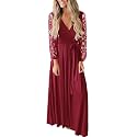 Kranda Womens Vintage Floral Lace Long Sleeve