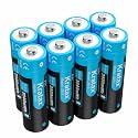 Kratax 1.5v Rechargeable AA Lithium Batteries 8 Pack 3500mWh 1.5 Volt li-ion Rechargeable AA Batteries, 1600 Cycles Long Lasting, Constant Voltage for Game Controller and Toy - Charger NOT Included