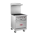 Kratos 24" Wide Commercial Gas Range with Four Burners and Standard Oven, Stainless Steel Mobile Range for Restaurants, 150,000 Total BTU, Natural Gas