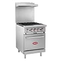Kratos 24" Wide Commercial Gas Range, 4 Heavy Duty Cast Iron Burners
