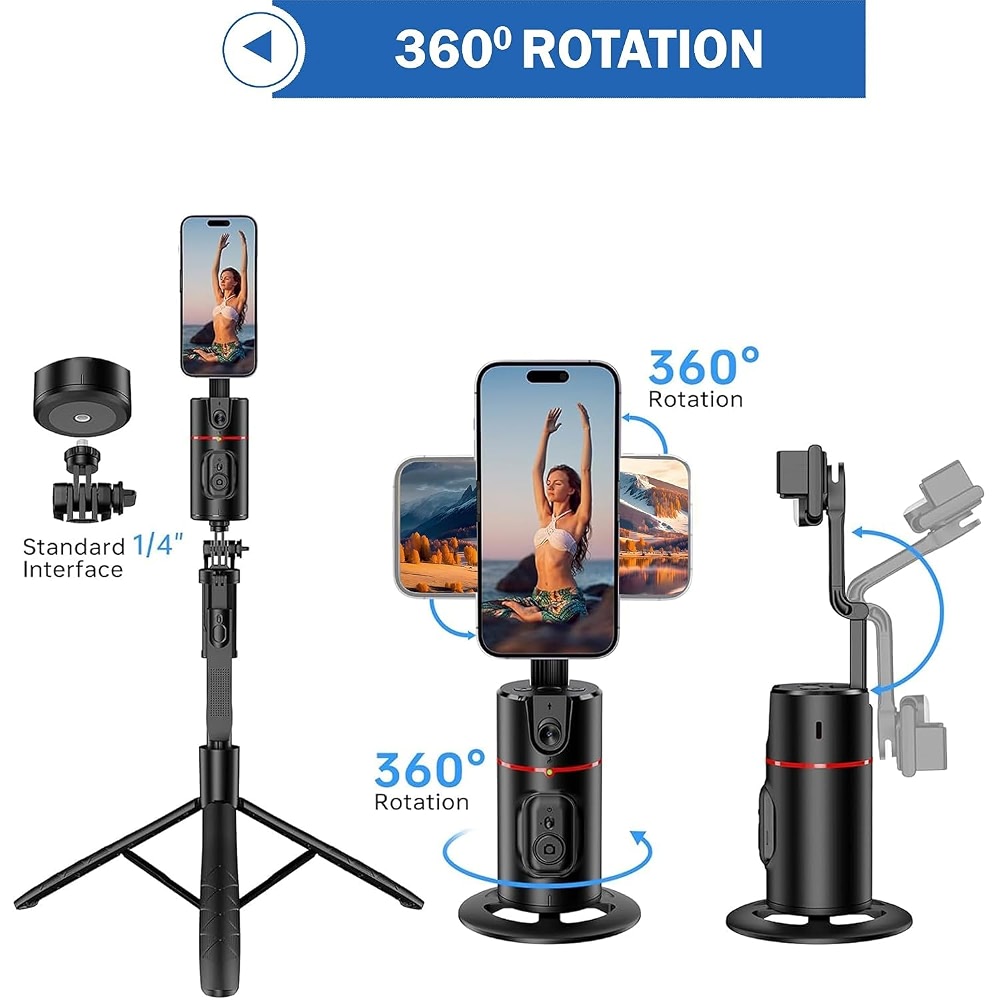 Kratos Ai Powered Auto Face Tracking Tripod,360 Rotation Mobile Holder ...