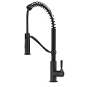 KRAUS Torak Pull Down Kitchen Faucet in Matte Black with Commercial Style Spring Spout, 2 Function Sprayer, Pre-Attached Water Lines, and Mounting Hardware, KPF-2635MB
