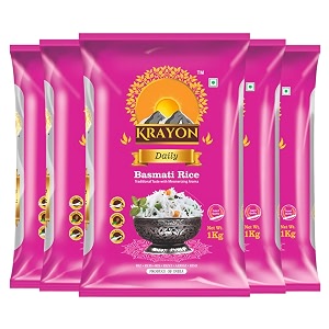 krayon daily basmati rice - premium basmati rice -pack of 5 - combo 5kgs