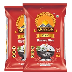 krayon royal basmati rice  premium long grain aromatic rice pack of 2 1 kg each total 2 kg  perfect for everyday cooking amp special meals