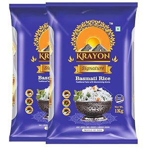 krayon signature basmati rice - signature ultra-premium basmati rice - pack of 2 - combo 2-kgs