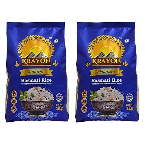 krayon signature basmati rice - signature ultra-premium basmati rice - pack of 2 - combo 2kgs