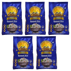 krayon signature ultra-premium basmati rice  5 kg combo pack 5 x 1 kg  aromatic long-grain non-sticky rice  perfect for special occasions amp everyday meals