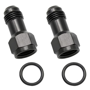 2 pcs aluminum 6an female to 6an male extender fitting an6 extensions adapter connector with o ring black full length 375mm
