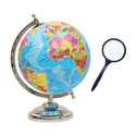 Kreative Globe 8 inch diameter 10 inch height & Magnifying Glass for Kids/Office/Students Political Political World Globe