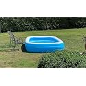 Inflatable Family Swimming Pool, Blue, Rectangular, with Electric Air Pump, for Kids and Adults, Outdoor Use (8.5 Feet)