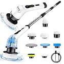 Kreech Electric Spin Scrubber, 9 in 1 Cordless Shower and Kitchen Cleaner Brush with Long Handle, Fast Charge, IPX7 Waterproof, Adjustable Speeds