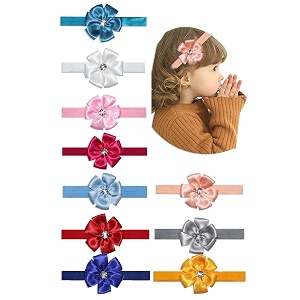 flower ribbin multi-colour nylon lace head band for girls for kids girls infant toddler 10 pack hair band multicolor