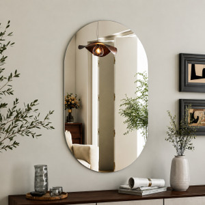 krelix 12  18 in capsule frameless wall mirror bathroom mirror oval finish  polished