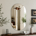 KRELIX 12 × 18 in Capsule Frameless Wall Mirror Bathroom Mirror (Oval Finish : Polished)