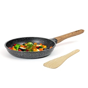 kreme cerastone granite nonstick frying pan 10 inch 24cm 17 litre capacity ultra granite coating wooden spatula made in india pfoa free induction compatible black
