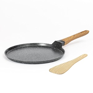 kreme cerastone ultra granite nonstick tawa with wooden handle 115 inch 28cm superior nonstick performance made in india induction compatible pfoa free black