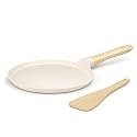 Kreme Cerastone Ultra Granite Nonstick Tawa with Wooden Handle, 11.5 Inch, 28cm, Superior Nonstick Performance, Made in India, Induction Compatible, PFOA Free, Ivory