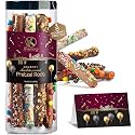 KREMERY Creamy Chocolate Cravings - Birthday Treats Chocolate Covered Pretzel Rods Gift Basket with Candied Toppings (8 Pretzels) Sweet Treats Food Arrangement in Clear Tube + Greeting Card, Kosher