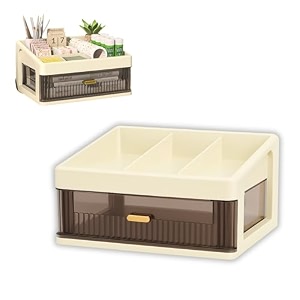kreps desk makeup organizer plastic storage box with sliding drawer stylish display case for cosmetics lotion nail polishbrushesand jewelry cream 1 - layer