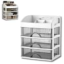 KREPS® Desk Makeup Organizer, Plastic Storage Box with Sliding Drawer, Stylish Display Case for Cosmetics, Lotion, Nail Polish,Brushes,and Jewelry (1 White, 3 - Layer)