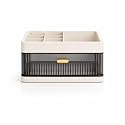 KREPS® Desk Makeup Organizer, Plastic Storage Box with Sliding Drawer, Stylish Display Case for Cosmetics, Lotion, Nail Polish,Brushes,and Jewelry (Cream, 1 - Layer)