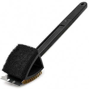 kreshu 3-in-1 bbq grill cleaning brush scraper wire bristles amp scrub pad