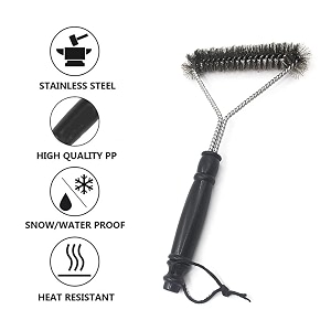 kreshu bbq grill cleaning brush with stainless steel wire bristles amp ergonomic handle  heavy duty barbecue cleaner for gas charcoal smoker amp outdoor grills  bbq accessories amp grill cleaning tool