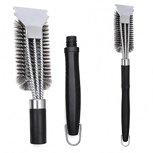 kreshu folding bbq grill brush with scraper wire bristles 45 cm