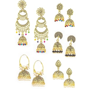 kreyam39s earrings for women fashion jhumka for girls combo jewellery artificial pearl zinc chandbali earring drops amp danglers