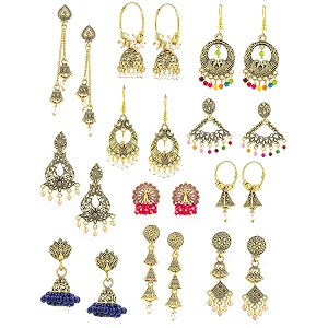 kreyam39s earrings for women fashion jhumka for girls  combo set of 11 set  fashion jewellery women artificial gold plated  fancy latest alloy jhumki chandbali earring  drops amp danglers